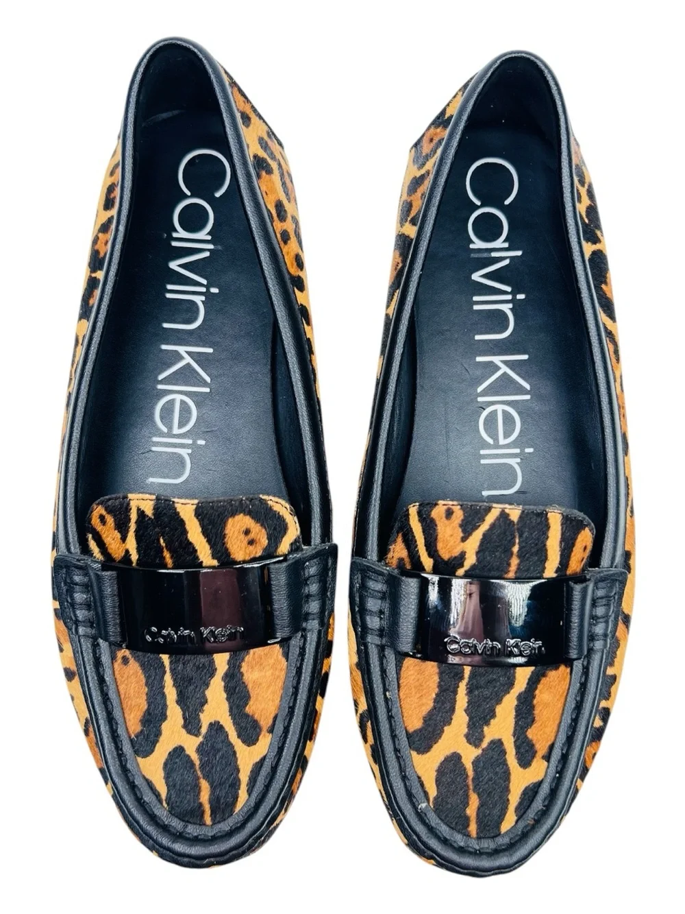 Calvin Klein Lisette Leopard Print Calf Hair Slip On Loafer Womens Size 8